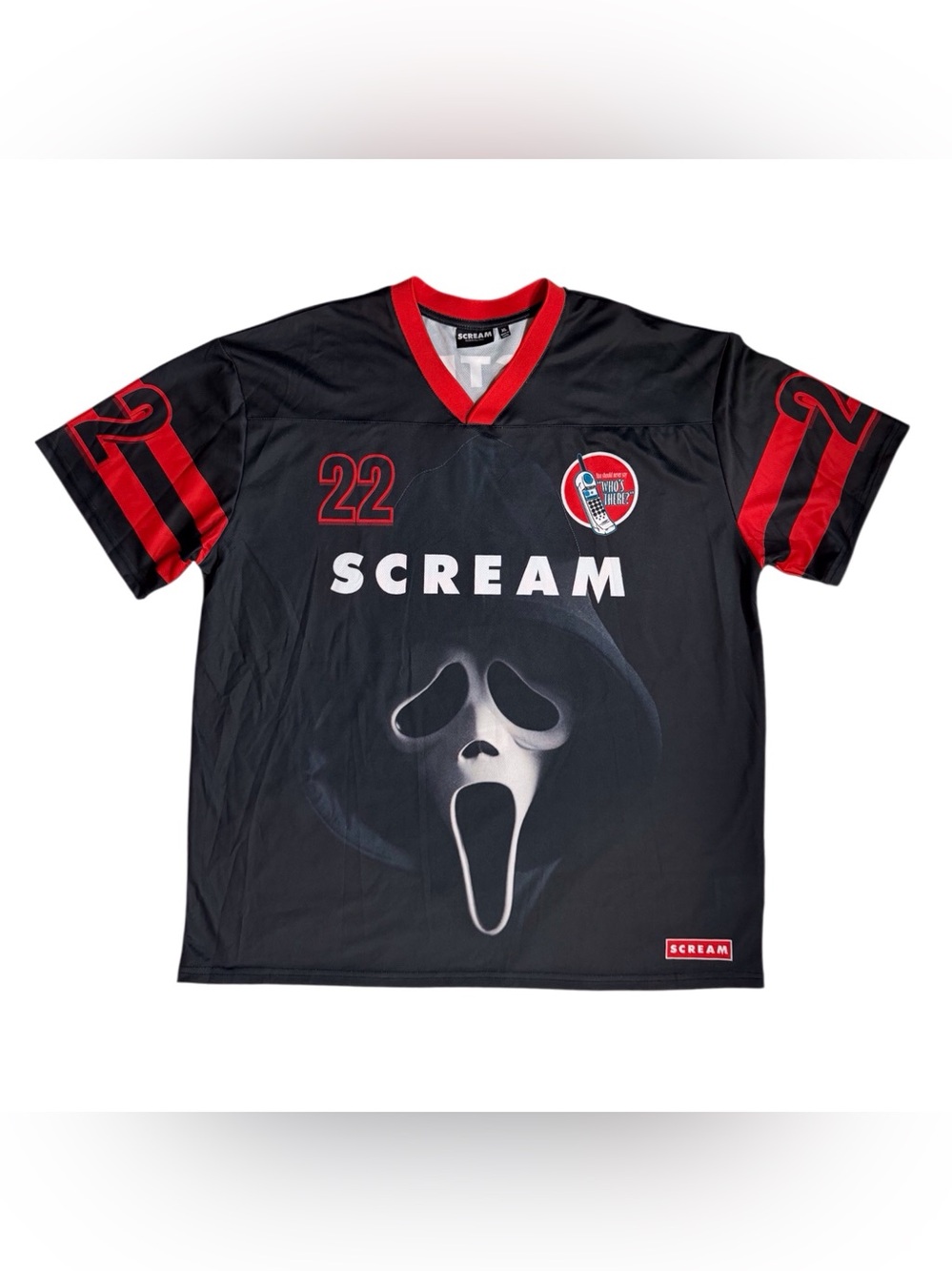 Scream Ghostface  Short Sleeve Front Back Graphic Soccer Jersey Men's size XL